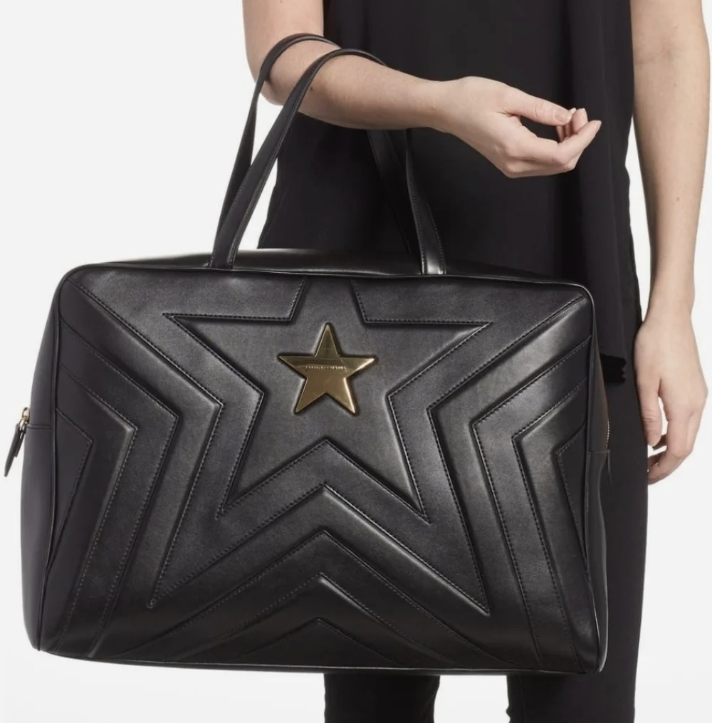 Stella McCartney Alter Nappa Black Star Embossed Overnight Duffel - Picture 3 of 17